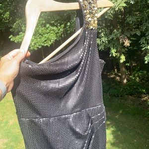 Matthew Williamson One Shoulder Sequined Gold Gown Greek Goddess